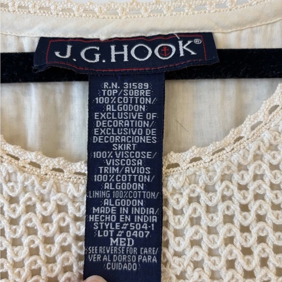 Vintage J.G. HOOK Solid A-line Boho Long Dress Crochet Detail Sleeveless Medium - Picture 5 of 6